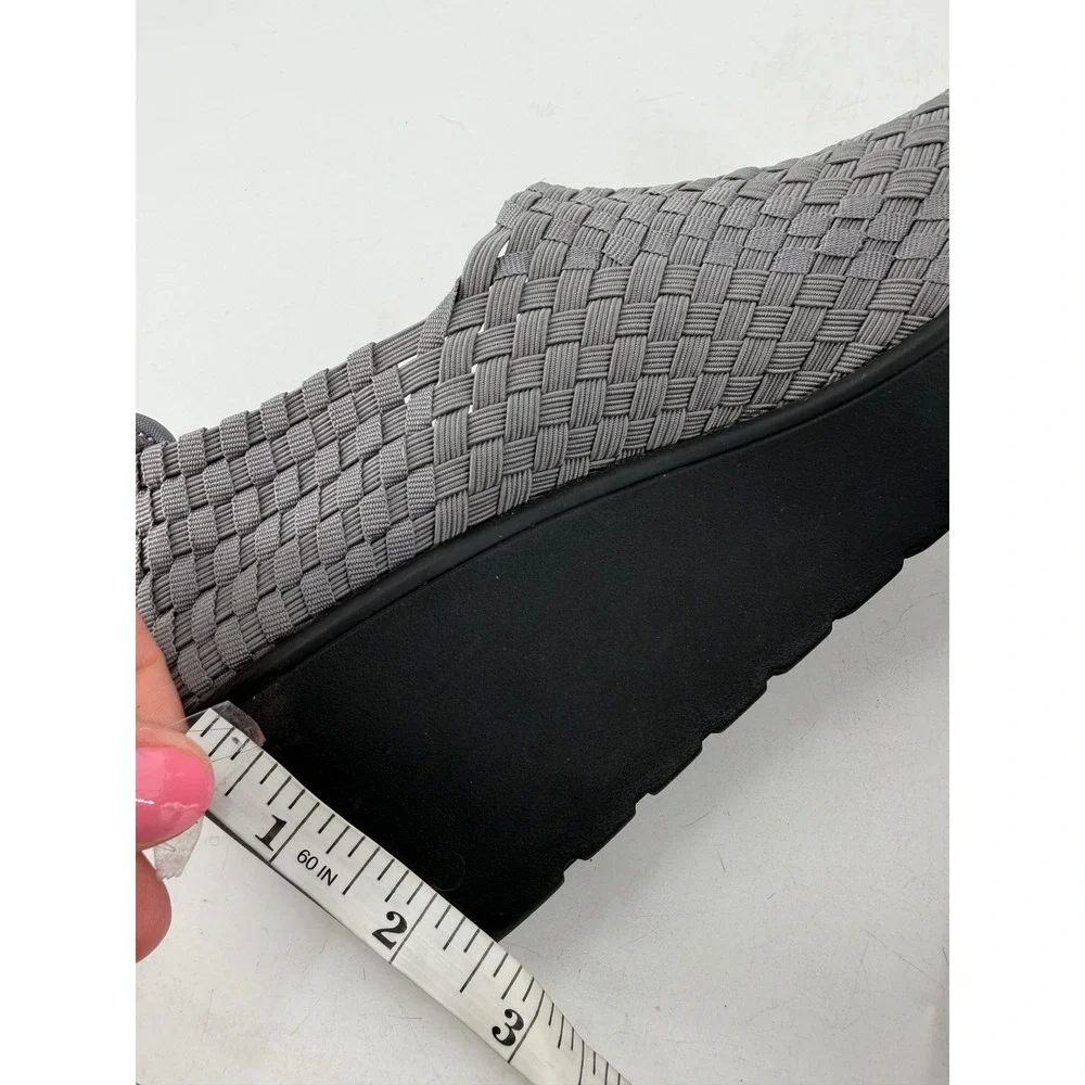 Bernie Mev Betsi Wedge Shoes Womens 10 Grey Woven‎ Elastic Comfort Athleisure